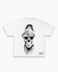 St.Chris Halftone Skull Graphic T-Shirt – White