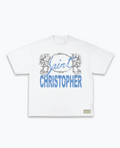 Saint Christopher “Angels” Graphic Tee – Vintage Script Streetwear T-Shirt