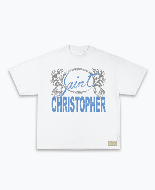 Saint Christopher “Angels”  – Vintage Script Streetwear T-Shirt